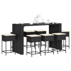 9-piece garden bar set with black PE rattan cushions by , Garden sets - Ref: Foro24-3261513, Price: 669,47 €, Discount: %