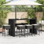 9-piece garden bar set with black PE rattan cushions by , Garden sets - Ref: Foro24-3261513, Price: 666,95 €, Discount: %