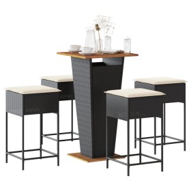 5-piece garden bar set with black PE rattan cushions by , Garden sets - Ref: Foro24-3261477, Price: 337,17 €, Discount: %
