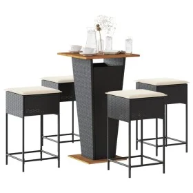 5-piece garden bar set with black PE rattan cushions by , Garden sets - Ref: Foro24-3261477, Price: 338,10 €, Discount: %