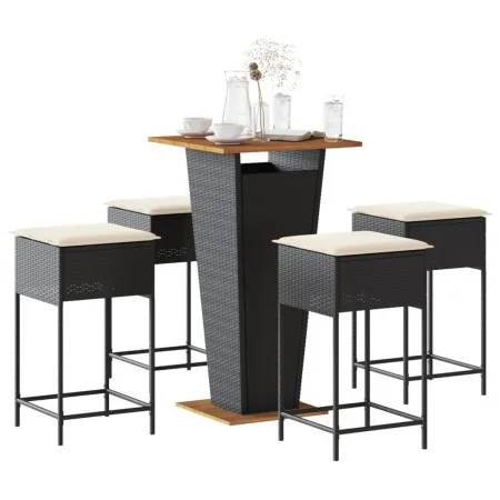 5-piece garden bar set with black PE rattan cushions by , Garden sets - Ref: Foro24-3261477, Price: 338,10 €, Discount: %