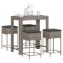 Juego de bar de jardín de 5 piezas con cojines ratán PE gris de , Conjuntos de jardín - Ref: Foro24-3261456, Precio: 301,98 €...