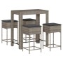 5-piece garden bar set with gray PE rattan cushions by , Garden sets - Ref: Foro24-3261456, Price: 301,53 €, Discount: %