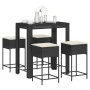 Garden table and high stools 5 pieces with black PE rattan cushions by , Garden sets - Ref: Foro24-3261454, Price: 353,27 €, ...