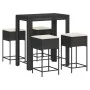 Garden table and high stools 5 pieces with black PE rattan cushions by , Garden sets - Ref: Foro24-3261454, Price: 353,27 €, ...
