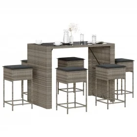 Gartenbar-Set, 7-teilig, mit grauen PE-Rattan-Kissen. von , Gartensets - Ref: Foro24-3261511, Preis: 544,58 €, Rabatt: %