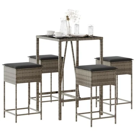 5-piece garden bar set with gray PE rattan cushions by , Garden sets - Ref: Foro24-3261463, Price: 316,12 €, Discount: %