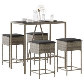 5-teiliges Gartenset mit grauen PE-Rattan-Kissen von , Gartensets - Ref: Foro24-3261468, Preis: 325,03 €, Rabatt: %