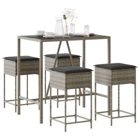 5-teiliges Gartenset mit grauen PE-Rattan-Kissen von , Gartensets - Ref: Foro24-3261468, Preis: 324,80 €, Rabatt: %