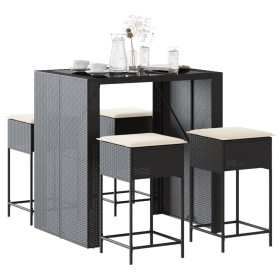 5-piece garden bar set with black PE rattan cushions by , Garden sets - Ref: Foro24-3261507, Price: 393,84 €, Discount: %