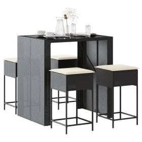 Juego de bar de jardín de 5 piezas con cojines ratán PE negro de , Conjuntos de jardín - Ref: Foro24-3261507, Precio: 395,86 ...