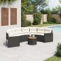 Halbrundes Gartensofa mit Tisch und schwarzen PE-Rattan-Kissen. von , Outdoor-Sofas - Ref: Foro24-3318521, Preis: 488,30 €, R...