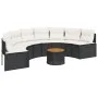 Semicircular garden sofa with table and black PE rattan cushions by , Outdoor sofas - Ref: Foro24-3318521, Price: 488,32 €, D...