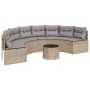 Semicircular garden sofa with table and beige PE rattan cushions by , Outdoor sofas - Ref: Foro24-3318528, Price: 489,40 €, D...