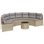 Semicircular garden sofa with table and beige PE rattan cushions by , Outdoor sofas - Ref: Foro24-3318528, Price: 467,12 €, D...