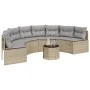 Semicircular garden sofa with table and beige PE rattan cushions by , Outdoor sofas - Ref: Foro24-3318528, Price: 467,12 €, D...