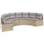 Semicircular garden sofa with table and beige PE rattan cushions by , Outdoor sofas - Ref: Foro24-3318528, Price: 467,12 €, D...