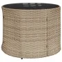 Semicircular garden sofa with table and beige PE rattan cushions by , Outdoor sofas - Ref: Foro24-3318528, Price: 467,12 €, D...