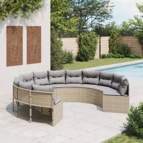 Runder Gartensofa mit beigen Kissen aus synthetischem Rattan. von , Outdoor-Sofas - Ref: Foro24-3318542, Preis: 635,04 €, Rab...