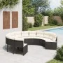 Sofá de jardín redondo con cojines ratán sintético negro de , Sofás de exterior - Ref: Foro24-3318540, Precio: 619,24 €, Desc...