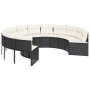 Round garden sofa with black synthetic rattan cushions by , Outdoor sofas - Ref: Foro24-3318540, Price: 513,46 €, Discount: %