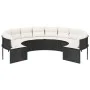 Round garden sofa with black synthetic rattan cushions by , Outdoor sofas - Ref: Foro24-3318540, Price: 619,27 €, Discount: %