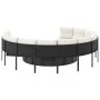 Round garden sofa with black synthetic rattan cushions by , Outdoor sofas - Ref: Foro24-3318540, Price: 619,27 €, Discount: %