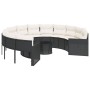 Round garden sofa with table and black PE rattan cushions by , Outdoor sofas - Ref: Foro24-3318535, Price: 560,13 €, Discount: %