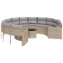 Round garden sofa with table and beige PE rattan cushions by , Outdoor sofas - Ref: Foro24-3318537, Price: 574,70 €, Discount: %