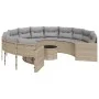 Round garden sofa with table and beige PE rattan cushions by , Outdoor sofas - Ref: Foro24-3318537, Price: 693,08 €, Discount: %