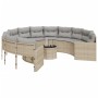 Round garden sofa with table and beige PE rattan cushions by , Outdoor sofas - Ref: Foro24-3318537, Price: 574,70 €, Discount: %