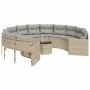 Round garden sofa with table and beige PE rattan cushions by , Outdoor sofas - Ref: Foro24-3318537, Price: 693,08 €, Discount: %