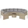 Round garden sofa with table and beige PE rattan cushions by , Outdoor sofas - Ref: Foro24-3318537, Price: 693,08 €, Discount: %
