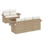 Conjunto de sofá de jardín 6 pcs Beige Poliratán