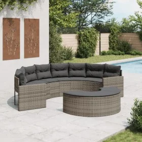 Semicircular garden sofa, 2 pieces, synthetic gray rattan by , Outdoor sofas - Ref: Foro24-3262062, Price: 592,55 €, Discount: %