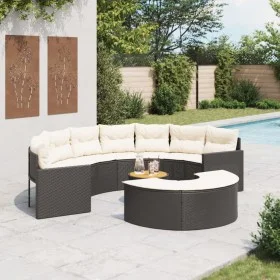 Halbrundes Gartensofa-Set, 3-teilig, aus schwarzem Kunststoff-Rattan. von , Outdoor-Sofas - Ref: Foro24-3262069, Preis: 628,6...