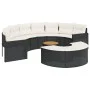 Semicircular 3-piece synthetic rattan garden sofa set in black color. by , Outdoor sofas - Ref: Foro24-3262069, Price: 628,61...