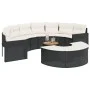 Semicircular 3-piece synthetic rattan garden sofa set in black color. by , Outdoor sofas - Ref: Foro24-3262069, Price: 628,61...