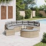 Semicircular 3-piece synthetic rattan garden sofa set in beige color. by , Outdoor sofas - Ref: Foro24-3262076, Price: 642,52...