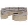 Semicircular 3-piece synthetic rattan garden sofa set in beige color. by , Outdoor sofas - Ref: Foro24-3262076, Price: 642,52...