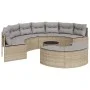 Semicircular 3-piece synthetic rattan garden sofa set in beige color. by , Outdoor sofas - Ref: Foro24-3262076, Price: 652,54...
