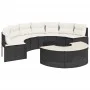 Semicircular 3-piece synthetic rattan garden sofa set in black color. by , Outdoor sofas - Ref: Foro24-3262074, Price: 597,03...