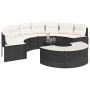 Semicircular 3-piece synthetic rattan garden sofa set in black color. by , Outdoor sofas - Ref: Foro24-3262074, Price: 597,03...