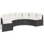 Semicircular 3-piece synthetic rattan garden sofa set in black color. by , Outdoor sofas - Ref: Foro24-3262074, Price: 597,03...