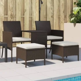 2-seater garden sofa with table and brown PE rattan stools by , Outdoor sofas - Ref: Foro24-317625, Price: 213,26 €, Discount: %