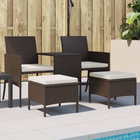 2-seater garden sofa with table and brown PE rattan stools by , Outdoor sofas - Ref: Foro24-317625, Price: 216,53 €, Discount: %