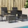 Sofá de jardín 2 plazas con mesa y taburetes ratán PE gris de , Sofás de exterior - Ref: Foro24-317627, Precio: 272,07 €, Des...