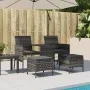 Sofá de jardín 2 plazas con mesa y taburetes ratán PE gris de , Sofás de exterior - Ref: Foro24-317627, Precio: 272,07 €, Des...