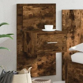 Wall-mounted bedside table with LED lights in smoked oak. by , Nightstands - Ref: Foro24-848165, Price: 57,39 €, Discount: %
