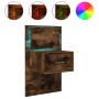 Wall-mounted bedside table with LED lights in smoked oak. by , Nightstands - Ref: Foro24-848165, Price: 58,16 €, Discount: %